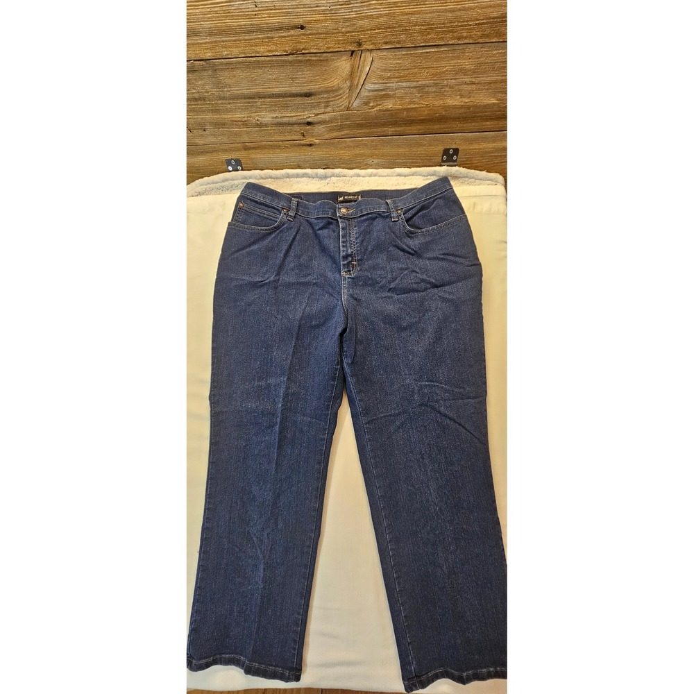 Lee Relaxed Fit Jeans Womens 20W Petite Dark Wash Straight Leg Denim IZS-E370